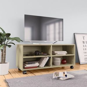vidaXL Dulap TV cu rotile, stejar sonoma, 90x35x35, lemn prelucrat imagine