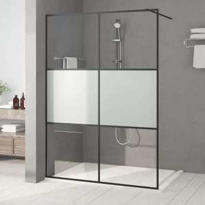 vidaXL Perete cabină duș walk-in negru 140x195 cm sticlă ESG semi-mată imagine