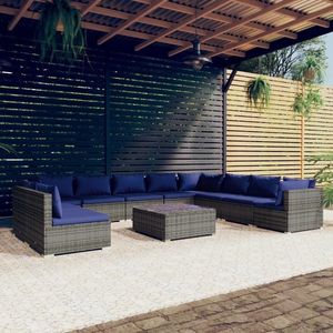 vidaXL Set mobilier de grădină cu perne, 11 piese, gri, poliratan imagine
