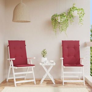 vidaXL Perne scaun cu spătar înalt, 2 buc., roșu, 120x50x3 cm, textil imagine