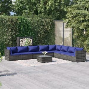 vidaXL Set mobilier de grădină cu perne, 9 piese, gri, poliratan imagine