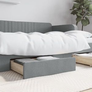 vidaXL Sertare depozitare de pat, 2 buc., gri deschis, lemn și textil imagine
