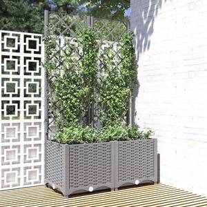 vidaXL Jardinieră de grădină cu spalier, gri deschis, 80x40x136 cm, PP imagine