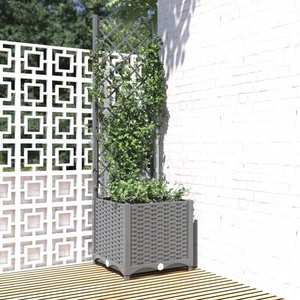 vidaXL Jardinieră de grădină cu spalier, gri deschis, 40x40x136 cm, PP imagine