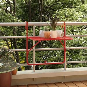 vidaXL Masă de balcon, roşu, 60x40 cm, oțel imagine