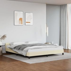 vidaXL Cadru de pat cu tăblie, crem, 160x200 cm, piele ecologică imagine