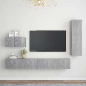 vidaXL Set de dulapuri TV, 4 buc., gri beton, lemn prelucrat imagine