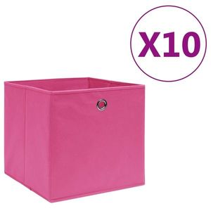 vidaXL Cutii depozitare, 10 buc., roz, 28x28x28 cm, material nețesut imagine