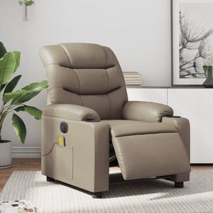 vidaXL Fotoliu electric masaj rabatabil, cappuccino, piele ecologică imagine