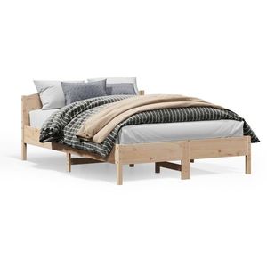 vidaXL Cadru de pat cu tăblie, 140x200 cm, lemn masiv de pin imagine