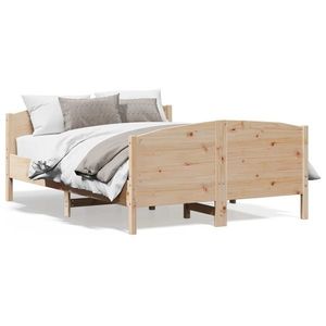 vidaXL Cadru de pat cu tăblie, 140x190 cm, lemn masiv pin imagine