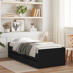 vidaXL Cadru de pat cu sertare, negru, 75x190 cm mic, single imagine
