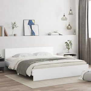 vidaXL Cadru de pat cu tăblie, alb, 180x200 cm imagine