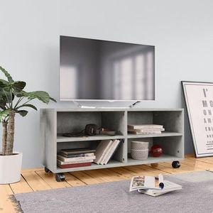 vidaXL Dulap TV cu rotile, gri beton, 90x35x35, lemn prelucrat imagine