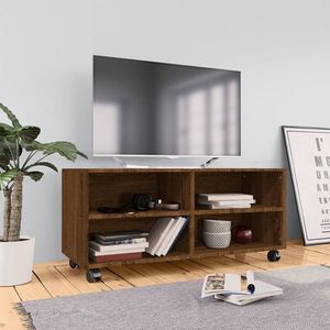 vidaXL Comodă TV cu roți, stejar maro, 90x35x35 cm, lemn prelucrat imagine