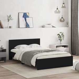 vidaXL Cadru de pat cu tăblie, negru, 120x200 cm imagine