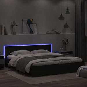 vidaXL Cadru de pat cu tăblie și LED, negru, 200x200 cm imagine