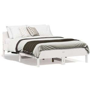 vidaXL Cadru de pat cu tăblie, alb, 120x190 cm, lemn masiv pin imagine