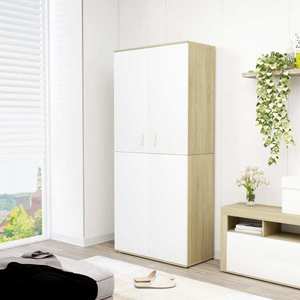 vidaXL Pantofar, alb și stejar Sonoma, 80 x 39 x 178 cm, PAL imagine