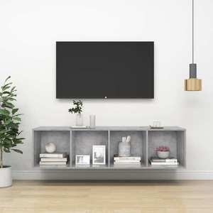 vidaXL Dulap TV montat pe perete, gri beton, 37x37x142, 5 cm, PAL imagine