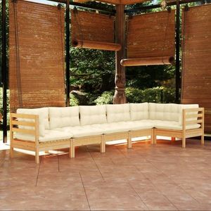 vidaXL Set mobilier de grădină, cu perne, 6 piese, lemn de pin imagine