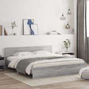 vidaXL Cadru de pat cu tăblie, gri sonoma, 200x200 cm imagine