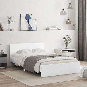 vidaXL Cadru de pat cu tăblie, alb, 135x190 cm imagine
