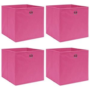 vidaXL Cutii de depozitare, 4 buc., roz, 32x32x32 cm, textil imagine