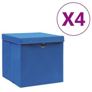vidaXL Cutii depozitare cu capac, 4 buc., albastru, 28x28x28 cm imagine