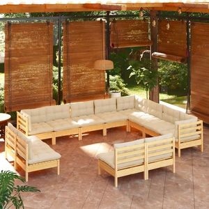 vidaXL Set mobilier de grădină cu perne crem, 12 piese imagine