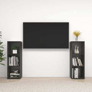vidaXL Dulapuri TV, 2 buc., gri, 107x35x37 cm, lemn prelucrat imagine