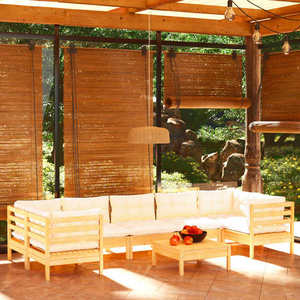 vidaXL Set mobilier de grădină cu perne, 8 piese, crem, lemn de pin imagine