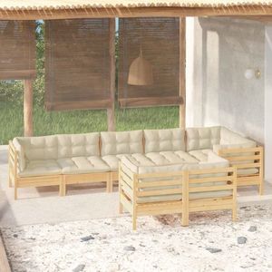 vidaXL Set mobilier de grădină cu perne crem, 8 piese, lemn masiv pin imagine