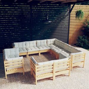 vidaXL Set mobilier de grădină cu perne crem, 11 piese imagine