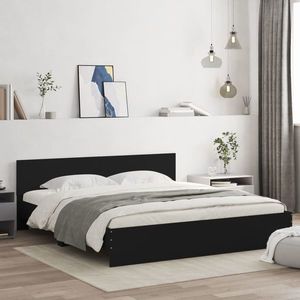 vidaXL Cadru de pat cu tăblie 200x200 cm, negru, lemn prelucrat imagine