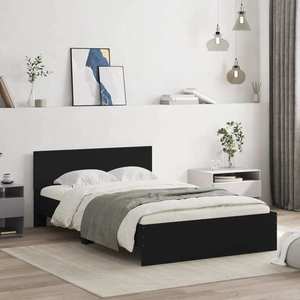 vidaXL Cadru de pat cu tăblie, negru, 135x190 cm imagine