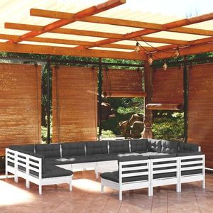 vidaXL Set mobilier de grădină cu perne, 14 piese, lemn masiv pin imagine