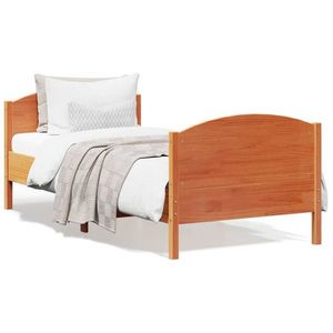vidaXL Cadru de pat cu tăblie, maro ceruit, 90x190 cm, lemn masiv pin imagine