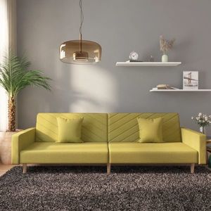 vidaXL Canapea extensibilă cu 2 locuri, 2 perne, verde, textil imagine