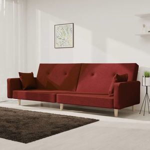 vidaXL Canapea extensibilă cu 2 locuri, 2 perne, roșu vin, textil imagine