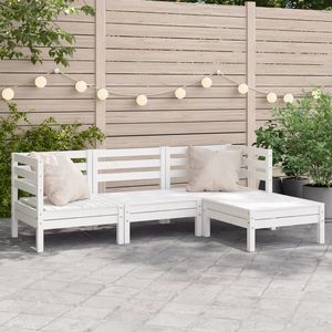 vidaXL Canapea de grădină cu 3 locuri/taburet, alb, lemn masiv de pin imagine