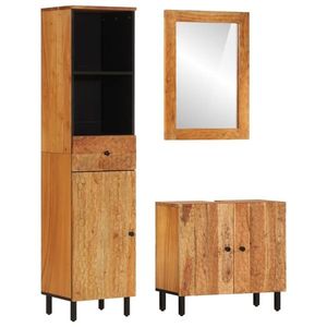 vidaXL Set dulapuri de baie, 3 piese, lemn masiv de acacia imagine