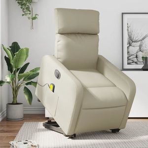 vidaXL Fotoliu electric masaj rabatabil cu ridicare, crem imagine