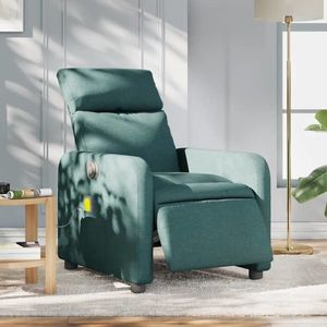 vidaXL Fotoliu electric de masaj rabatabil, verde închis, textil imagine
