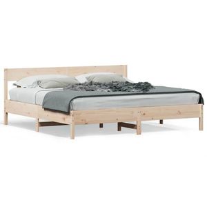 vidaXL Cadru pat cu tăblie 200x200 cm, lemn masiv de pin imagine