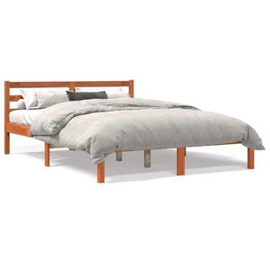 vidaXL Cadru de pat, maro ceruit, 140x190 cm, lemn masiv de pin imagine