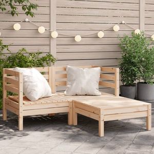 vidaXL Canapea de grădină cu 2 locuri/taburet, lemn masiv de pin imagine