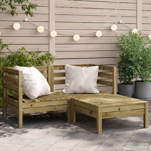 vidaXL Canapea de grădină 2 locuri/taburet, lemn de pin tratat imagine