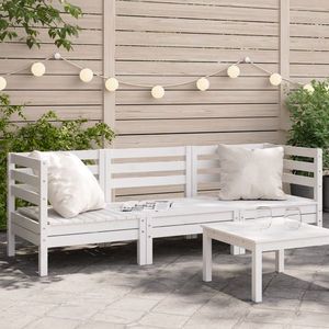 vidaXL Canapea de grădină cu 3 locuri, alb, lemn masiv de pin imagine