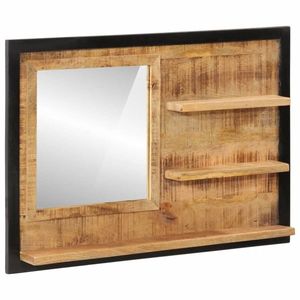 vidaXL Oglindă cu rafturi 80x8x55 cm sticlă și lemn masiv de mango imagine
